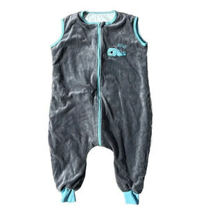 ililmmoe Sleep Suit Sleeveless, Ahoy Pirate Whale Gray Sleep Sack Large